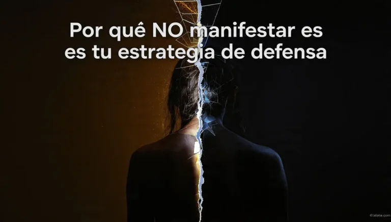 Mujer frente a espejo roto estrategia defensa Por qué NO manifestar es tu estrategia de defensa